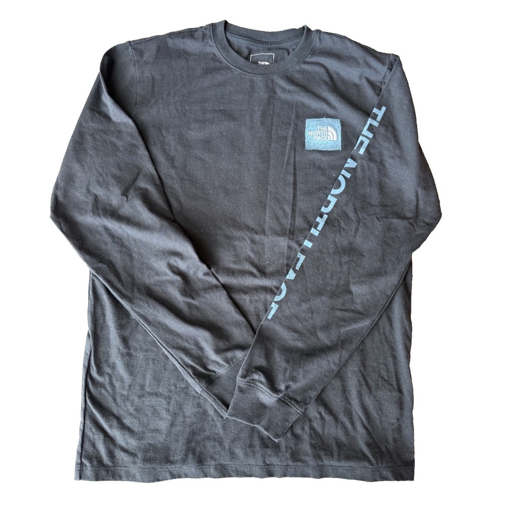 North Face Men's Black Long Sleeve Logo Graphic Tee T-Shirt Size M